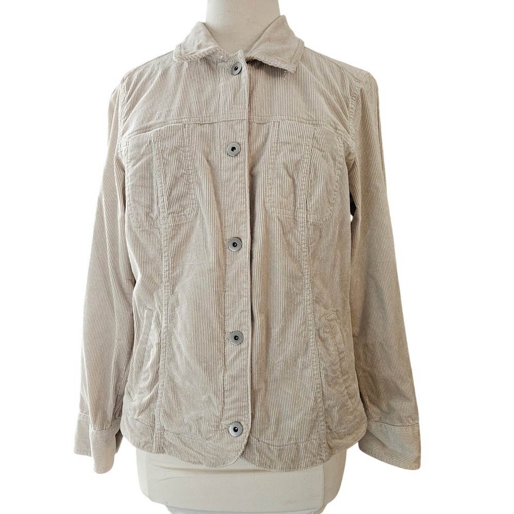 J. Jill Women's Size Medium Beige Tan‎ Corduroy Button Front Jacket